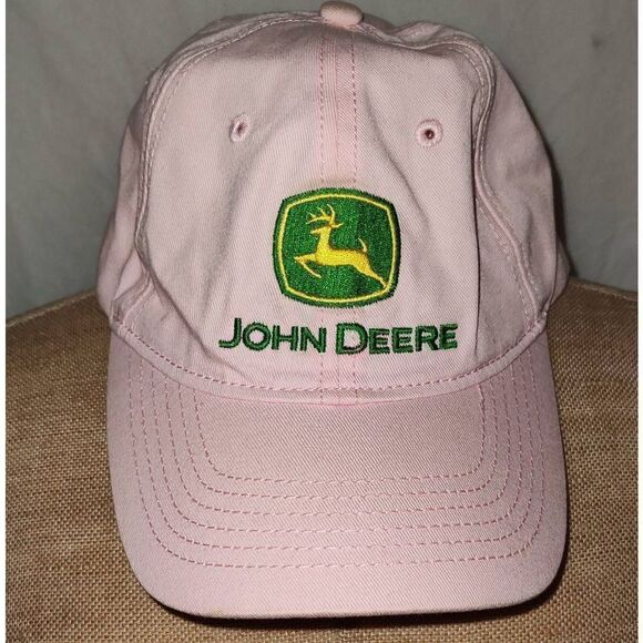 JOHN DEERE Pink Cap/hat. Adjustable with some stains - Picture 1 of 7